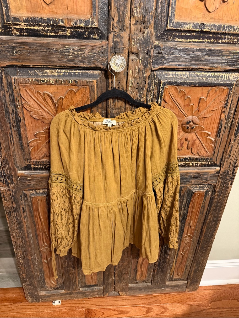 Justice Mustard Lace-Sleeve Peasant Tunic